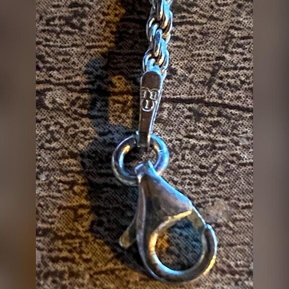 Italy 925 Sterling Silver Rope Chain Bracelet Lobster Clasp Stamped 7" - Picture 2 of 4